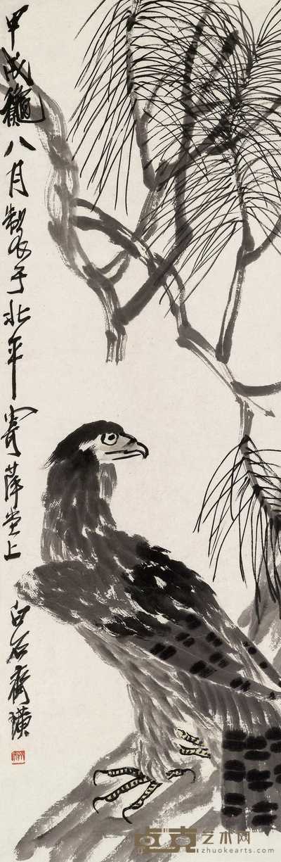 齐白石 1934年作 松鹰图 镜心 100×33cm